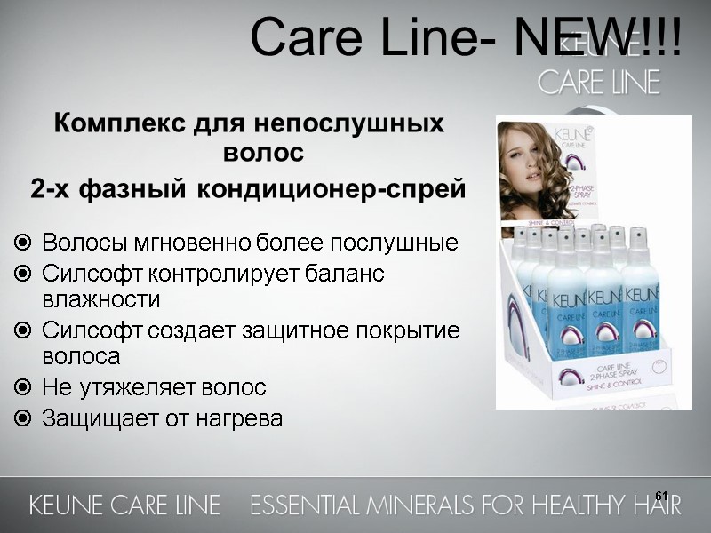 61 Комплекс для непослушных волос  2-х фазный кондиционер-спрей  Волосы мгновенно более послушные